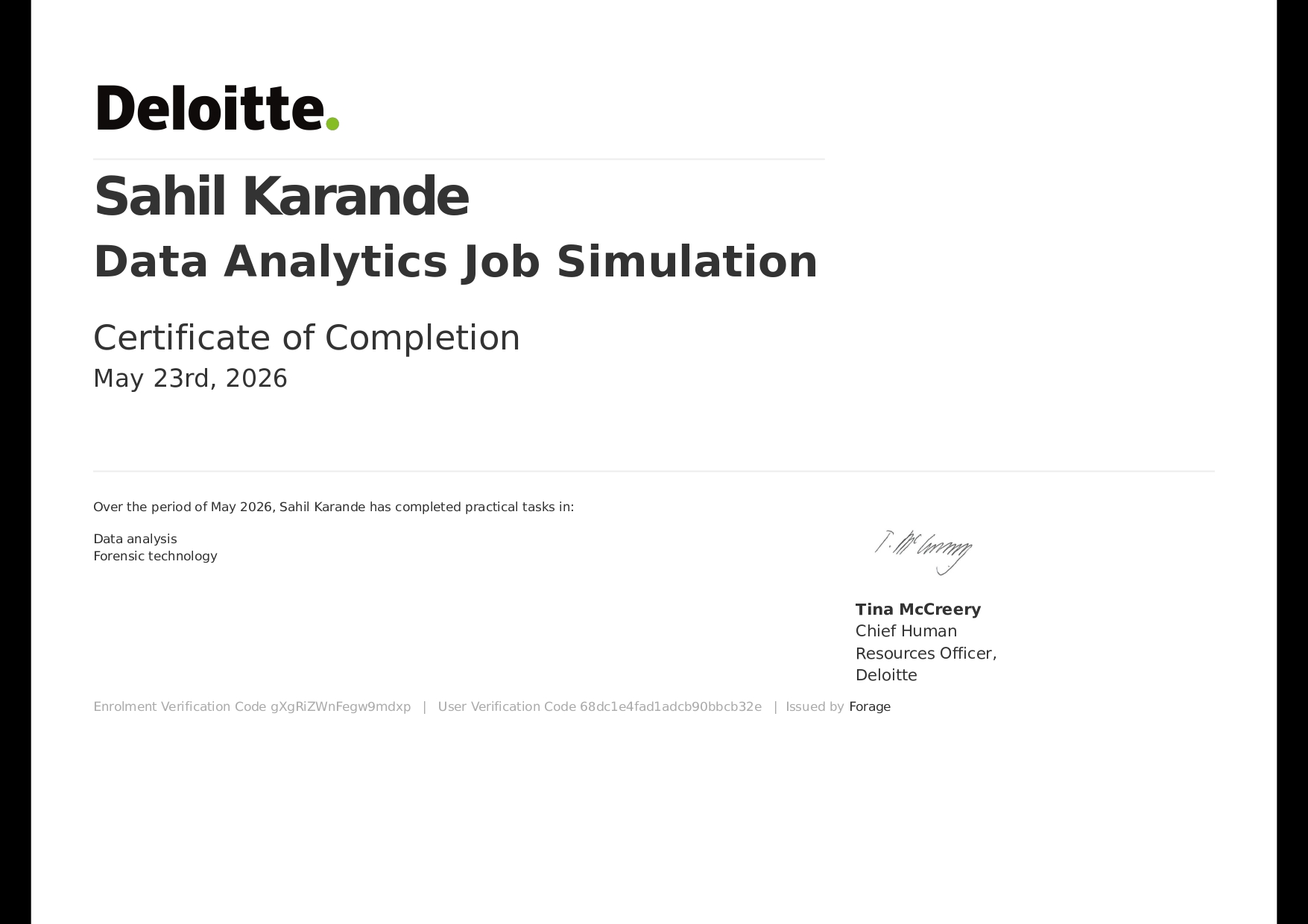 Deloitte Data Analytics Certificate